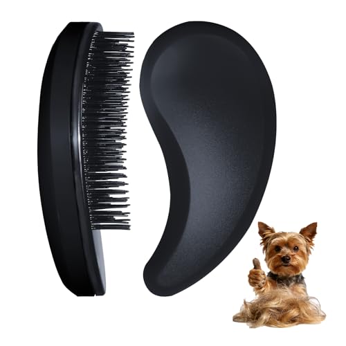 Small Dog Brush, Skin-friendly Soft Bristles (Black) | Puppy Hair Brush, Massage and Bath Supplies, Pet Grooming Tool for Teddy, Yorkies, Maltese, Shih Tzu, Chihuahua - color: Black