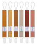 babygoal Neutral Pacifier Clips, 6 Pack Binky Paci Holder Leashes Fits for Most Baby Pacifiers and Binkies - color: brown series