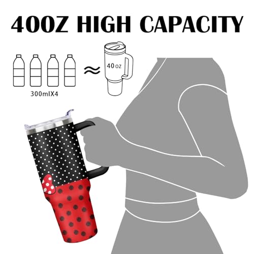 40oz Cartoon Mouse Tumbler with Handle and Straw Lid | Stainless Steel Insulated Tumbler, BPA FREE Travel Coffee Mug Cup for Car Cold and Hot - Birthday, Christmas Gift - color: Bow Tie, size: 40 Ounces