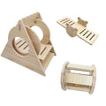 Poplar Wood Hamster Toys Set: Triangle Swing, Frog Seesaw & Bell Roller - Chewable Cage Decor for Dwarf/Syrian Hamsters, Gerbils, Mice (秋千、响铃、跷跷板、)