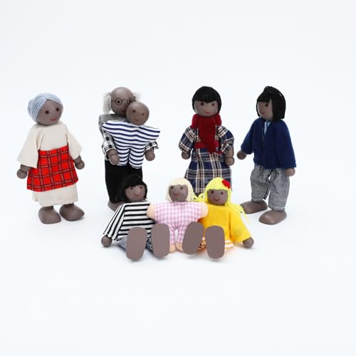 ONEST 20 Pieces Wooden Dollhouse Family Set Mini People Figures Dog Cat Sets Dollhouse Dolls Wooden Doll Family Pretend Play Figures Accessories for Pretend Doll House Toy - style: A Set