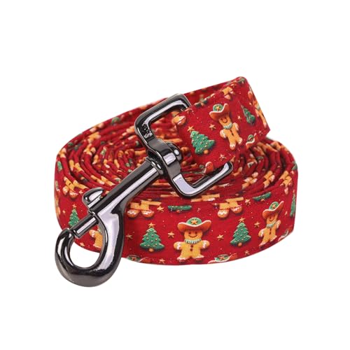 Dog Leash, Christmas Dogs Leashs Gingerbread Man Holiday Adjustable Dog Leash for X-Small Boys and Girls Dogs - color: Green-Hatted Gingerbread Man, size: X-Small (Pack of 1)