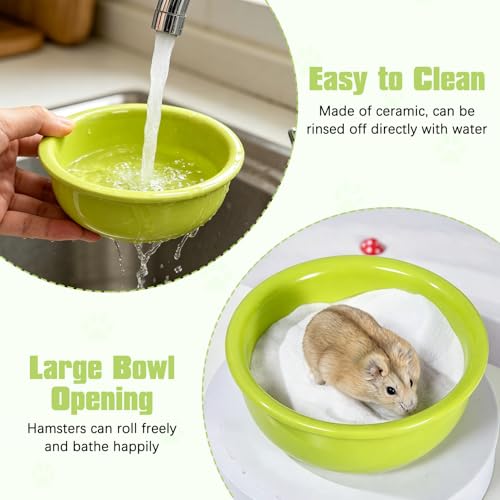 kathson Hamster Sand Bath Box Ceramic Small Animals Shower Bathtub Gerbil Litter Box Mice Bathroom Syrian Hamster Digging Sand Container Cage Accessories for Lemmings (Apple Green) - color: apple Green