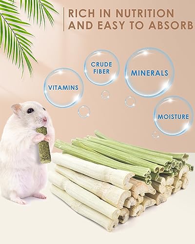 Bissap 80PCS Rabbit Chew Sticks, 40PCS Sweet Bamboo Chew Sticks & 40PCS Papaya Stems Bunny Chews for Rabbit Hamster Chinchilla Guinea Pig Small Animals Natural Molar Treats - size: 80 Count