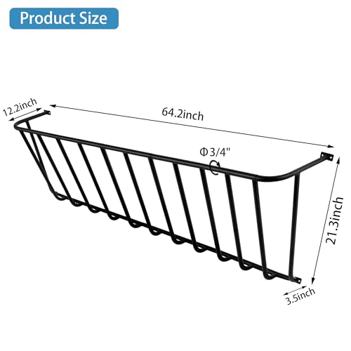 Hay Feeder Goat, 64.17 x 21.26 x 12.2 Multiple Sided Goat Hay Rack, Heavy Duty Galvanized Metal Wall Hay Rack for Sheep Horses, etc - size: 64.17 INCH