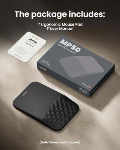 ProtoArc MP50 Ergonomic Mouse Pad with Wrist Rest, PU Leather, Black | 8° slope & massage points, soft memory foam, Large 12x8 Inches, Non-slip base. Relieves wrist strain for office & home - color: Black PU Leather