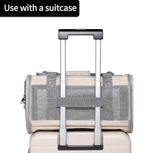 Airline Approved Pet Carrier for Cats and Small Dogs, Breathable and Collapsible Design, Portable Travel Bag for Bearded Dragon, Puppies Animal Hangbag, Rabbit Cage Cage (Khaki, Small) - color: khaki