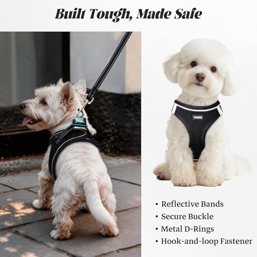 No Pull Dog Puppy Harness and Leash Set Reflective Mesh Vest Medium - color: Black-Update, size: Medium (Pack of 1)