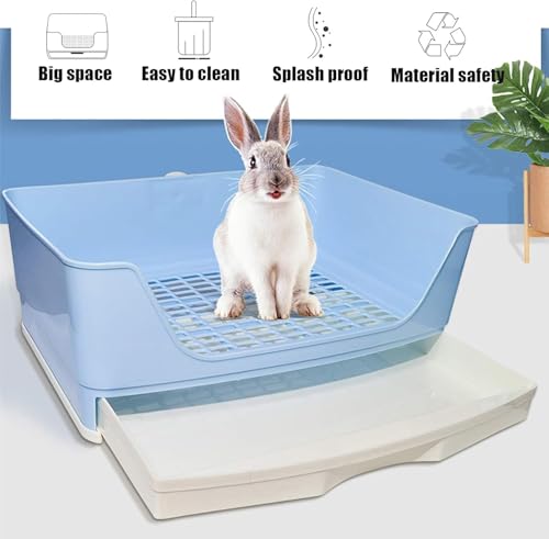 kathson Large Rabbit Litter Box with Drawer, Potty Trainer Corner Toilet Bigger Pet Pan Bunny Litter Box Tray with Grass Mat for Adult Guinea Pigs, Chinchilla, Hamster Ferret (Brown) - color: Brown