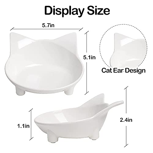 Pet Cat Bowl Dog Food Bowl – Non-Slip, Wide & Shallow Pet Dish for Whisker Fatigue Relief, Safe for Puppies & Rabbits - color: Black+White
