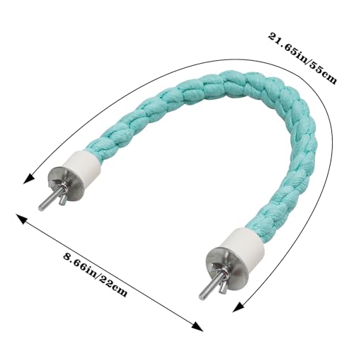 Dnoifne Bird Rope Perch, Cotton Bendable Parrot Perch Stand Toy, Bird Standing Climbing Rope, Bird Cage Accessory, Suitable for Small Birds Parrot Parakeet Budgies Cockatiels Lovebirds (22"/55 CM) - size: 22"/55 CM