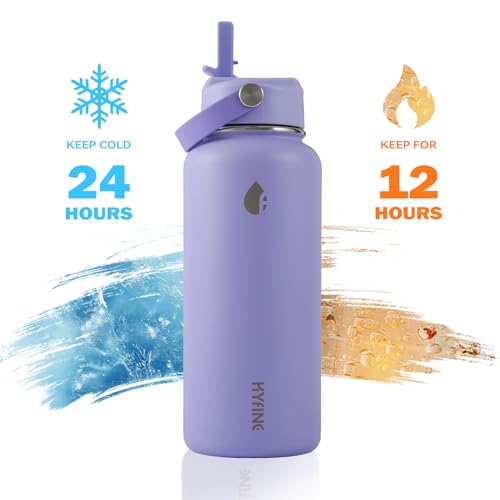 32oz Insulated Stainless Steel Water Bottle with Straw Lid Lager Capacity - color: purtple
