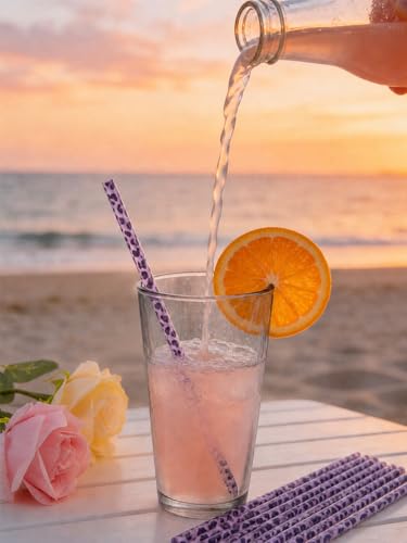 10 Pcs Reusable Leopard Straws Hard Plastic Drinking Straw with Cleaning Brush Leopard Print Animal Drinking Straw Statement Cheetah Animal Straws Birthday Party Favors(Purple) - color: Purple