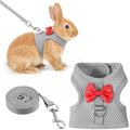 Bunny Leash and Harness Set, Rabbit Harness Vest, M Size | Bunny Harnesses, Adjustable Straps Design, Soft Mesh Harnesses for Puppies, Kitten, Guinea Pigs, Grey - size: M