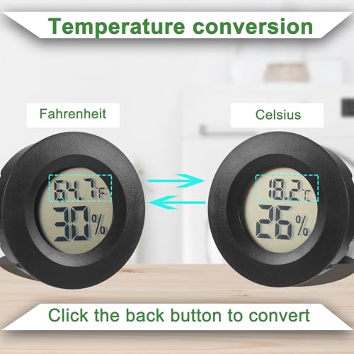 Reptile Thermometer and Humidity Gauge Digtal Terrarium Thermometer Circular Bearded Dragon Cage Accessories Reptile Temp and Humidity Gauge for Leopard Gecko Hermit Crab Gecko Lizard Etc 2pc - size: Circular