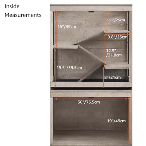 unipaws Ferret Cage with Storage and Ramp, Large Vertical Hamster Cage | Iguana, Rabbits, Chinchillas, Pet Rats, Guinea Pigs - Multi-Level Small Animal Cage with Platforms, and Wheels - size: 55“H