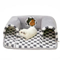 Guinea Pig Hideout Tunnel with Warm Bed for Small Pet 3 Cave Small Animal Tunnel Toy Cages Grey - color: Grey