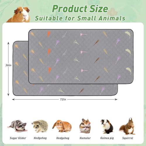 2Pcs Guinea Pig Cage Liners,Guinea Pig Fleece Cage Liners36''X72'' Super Absorbent Washable Pee Pads Reusable for Rabbit Hamster Chinchilla - size: 12 In 3x6(36" x 72") 2Pack