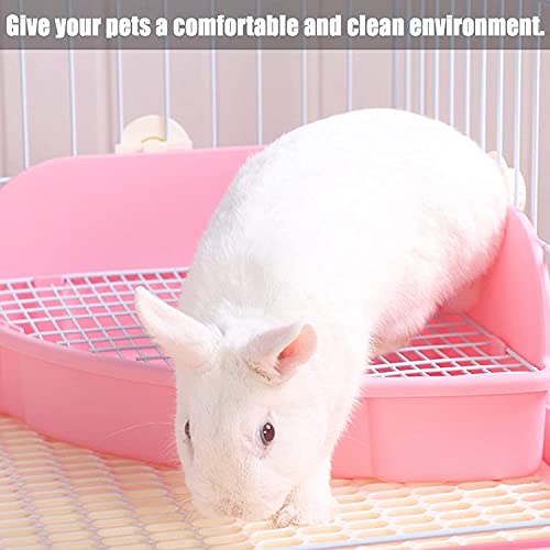 kathson Large Rabbit Litter Box Bunny Corner Toilet Box Potty Trainer Bigger Pet Pan Small Animal Cage Toilet Bedding Box Fanshaped for Adult Guinea Pigs Chinchilla Ferret Galesaur - color: Pink