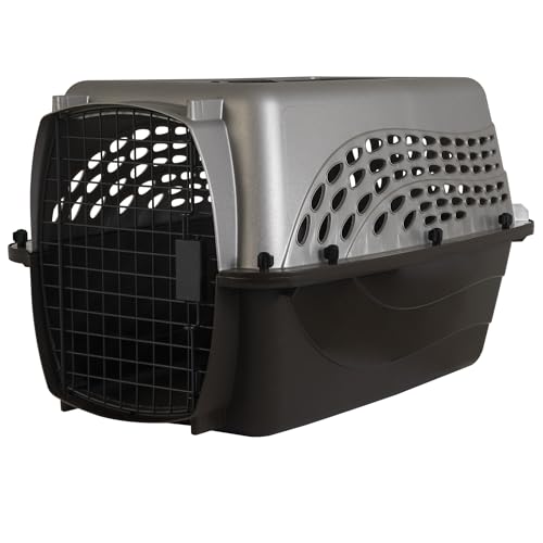 Petmate Dog Crates for Small Dogs & Cat Carriers, Two-Door Plastic Pet Kennel, Top & Front Loading, Made in USA, 24" For Pets Up To 15 lb, Pearl Tan | Plastic pet kennel made in USA, for small pups and kittens, dual entry design, great for travel and vet