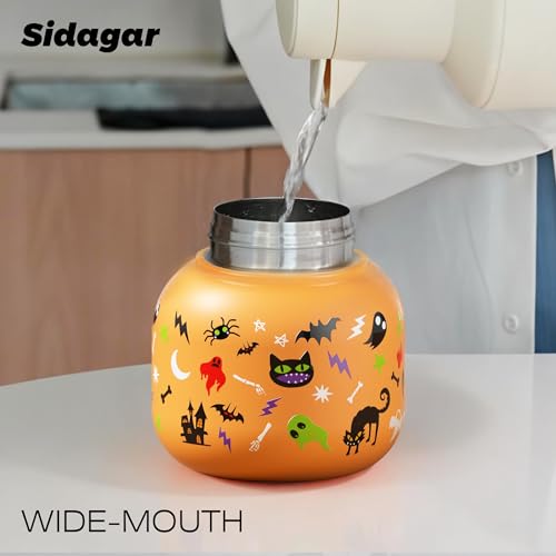 22 oz Tote Insulated Water Bottle with Handle, Leakproof, Halloween | Cute design with durable 316L stainless steel, dual sip, keeps drinks hot or cold longer, travel and everyday hydration - color: Halloween Orange
