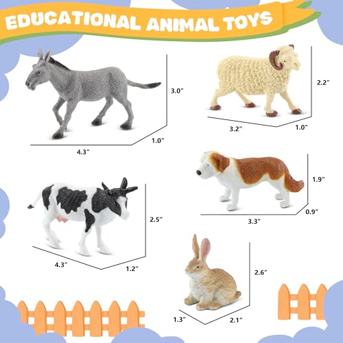 10-Piece Realistic Farm Animal Figures, Educational Toys for Toddlers 3-5 Years Old, Sensory Play & Learning Toys for Preschool Kids, Boys & Girls