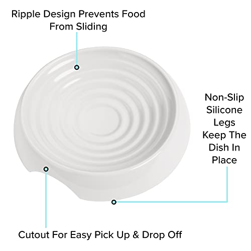 CatGuru Cat Bowls, Whisker Friendly Food Bowl for Indoor Cats, Reliefs Whisker Fatigue, Wide Kitten Dish, Non Slip Pet Dishes, Shallow Pet Plates (Marshmallow, (Pack of 2)) - color: Marshmallow, size: Dish - Set of Two