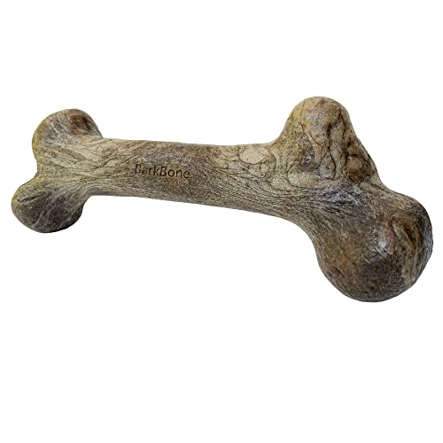 Pet Qwerks Dinosaur BarkBone - Nylon Dog Bone for Aggressive Chewers - Bacon Flavor - 9.75" - size: Large