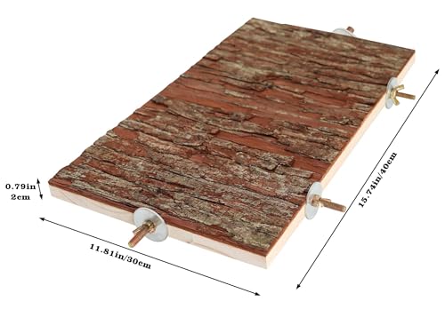 15.7 × 11.8 inch Large Bird Perch Stand Platform, Natural Wooden Small Animals Cage Accessories, Rectangle Stand Perch Shelf for Parrot Parakeet Cockatiel Rat Hamster Guinea Pig Conures Chinchillas - size: 15.7 × 11.8 inch