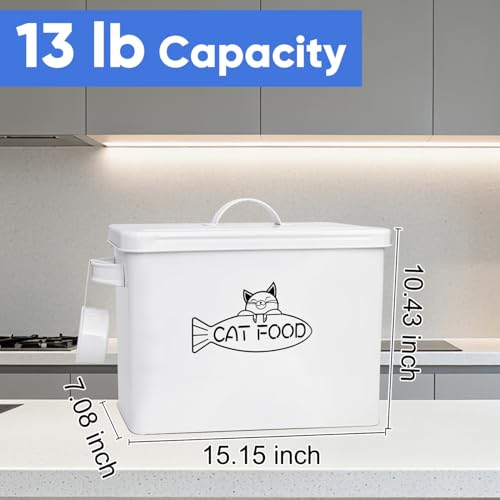Vumdua Large Dog and Cat Food Storage Container, Farmhouse Pet Food Storage Containers with Lid and Dry Food Scoop, Durable Airtight Cat Container 12-13 lbs Capacity, Great Gift for Pet Owners - size: Large