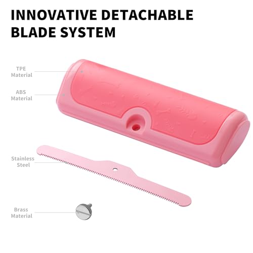 Cat and Dog Deshedding Brush for Shedding, Pink | For cats and dogs, short and medium coats, helps collect loose fur in multi-pet homes - color: Pink