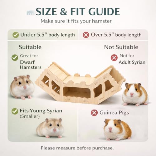 Wooden Hamster Tunnel Toy – Natural Chewable Hideout for Syrian, Dwarf Hamsters and Small Pets, Cage Decor and Play Accessory