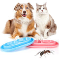 2 Pieces Cat Food Basic Dog Bowls 35oz Plastic Double Pet Food Water Bowls Feeding Bowl Tray Cat Eating and Drinking No Spill for Dogs Pets, Pink and Light Blue - size: 35oz