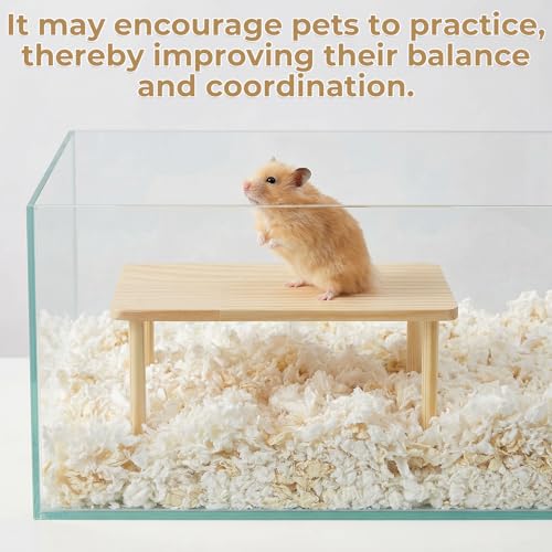 Hamster Play Wooden Platform, Hamsters Wooden Platform with Legs Play Decor Cage Accessory Waterproof Standing Surface Small Animal Wood Stand for Dwarf Syrian Hamster Gerbil Rat Mice Degus