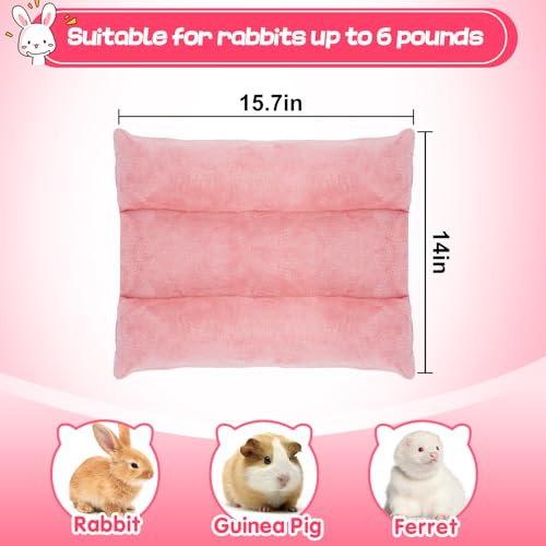 15.7" x 14" Soft Bunny Bed - Rabbit Bed, Warm Cuddle Cushion Plush Mat for Guinea Pig, Ferret, Small Animal - Pink - color: Pink