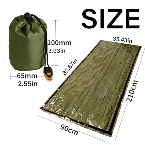 Sleeping Bag, Terrashell Blanket, Emergency Sleeping Bag, Compact Lightweight, Waterproof, Heat Blanket Survival for Survival Kit Car Camping Gear Hiking Go (25 μm)