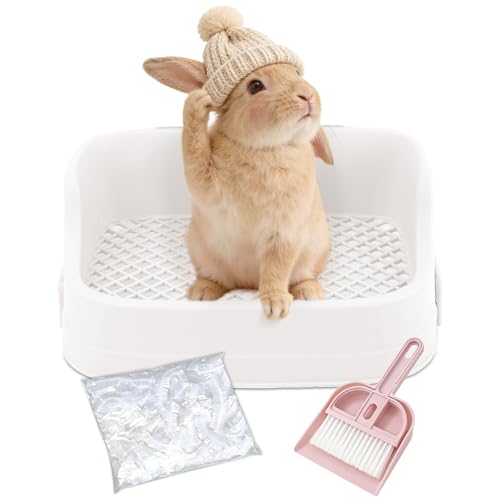 Rabbit Litter Box, Bunny Litter Box, Removable Top and Base, White | Removable Top and Bottom, Easy to Assemble and Clean, Suitable for Adult Rabbits, Guinea Pigs and Other Small Pets - color: White, size: 14" × 9.5" × 6"