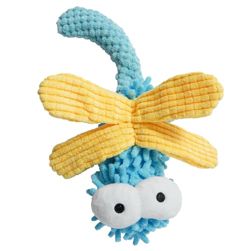 Nocciola Plush Squeaky Dog Toys, Cute Durable Stuffed Crinkle Puppy Pet Chew Toys for Large Medium Small Dogs - Dragonfly - style: Dragonfly