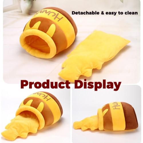 Rabbit Honeypot Bed House - Bunny Hideout Warm Fleece Cuddle Cup Snuggle Sack with Removable Cushion Guinea Pig Hideout Sleeping Cave for Rabbit Guinea Pig Ferret Chinchilla