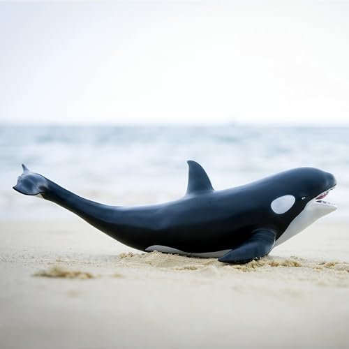 Gemini&Genius Shark Killer Whale Figure Sea Animal Orca Blackfish Toy | Soft Rubber Ocean Shark - 16 Inches Length - Great for Kids Bath Swimming, Beach Toys, Perfect Cake Toppers - color: Killer Whale