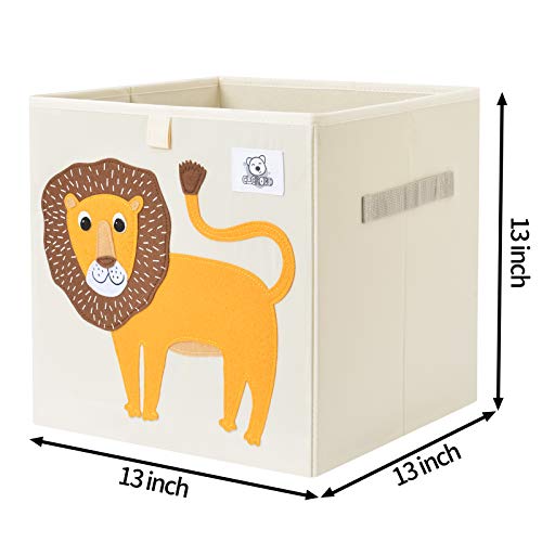 13 Inch Animal Cube Storage Bins, Foldable Fabric Kids Toy Box & Toy Chest | Kids Storage Cubes, Toy Storage Organizer Basket for Toddlers, Boys and Girls, Playroom and Nursery (Lion) - color: Lion