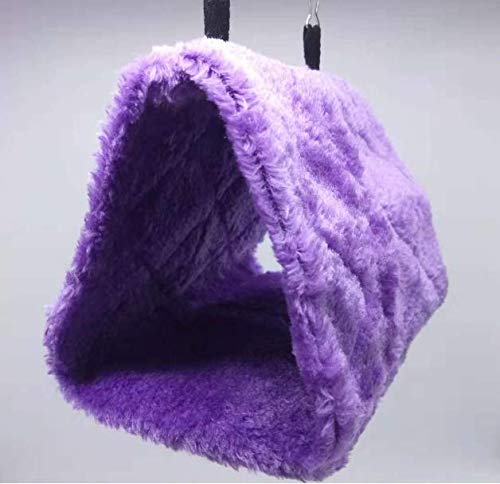 2 Pack Warm Bird Nest House Bed Hanging Hammock Toy Sleeping Bed Plush Hanging Snuggle Cave Happy Hut for Pet Parrot Parakeet Cockatiel Conure Cockatoo African Grey Macaw(Purple) - color: Purple