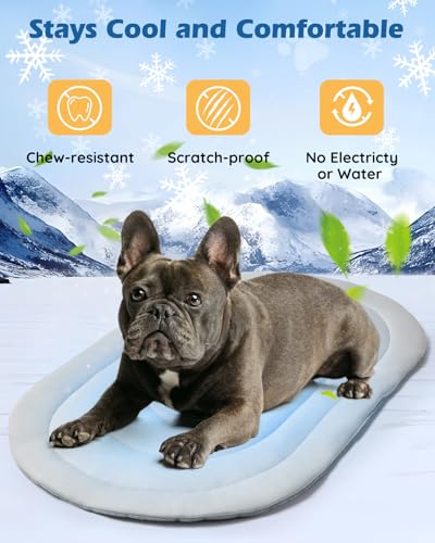 Papettly Pet Dog Cooling Mat 35“x19” Reversible Cooling Pad for Dogs and Cats, Comfort Ice Silk Cotton Summer Dog Bed Outdoor Indoor Washable, Ideal for Kennel Sofa Floor Car Seats - size: 35x19 IN
