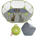 Pawaboo Small Animals Playpen with Pad, Green + Grey | Waterproof, Reusable Pad, Portable Outdoor Yard Fence, For Chick/Kitten/Puppy/Guinea Pig/Rabbits/Chinchillas - color: Green + Grey