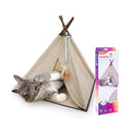 SmartyKat Kitty Camp Crinkle Cat Tent Hideaway, Collapsible Tent with Detachable Feather Toy for Privacy & Play for Cats & Kittens, Beige, One Size - style: Kitty Camp Tent