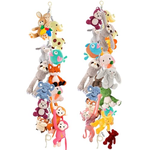 2pcs Stuffed Animal Storage Chain Boho Stuffed Animal Hammock - color: 2pc Beige