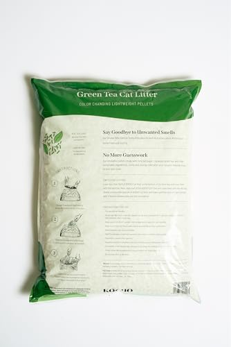 KOCHO Color-Changing Green Tea Cat Litter Pellets with Real Japanese Green Tea, Lightweight, Fast Clumping, Low Dust, Odor Control (8)