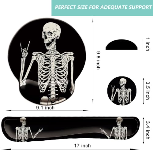 Keyboard Wrist Rest Pad Mouse Pad with Wrist Support Set of 3, Mousepad with Non-Slip Rubber Base, Ergonomic Memory Foam Mouse Wrist Cushion Support for Home Office Laptop Computer, Human Skeleton - color: Human Skeleton