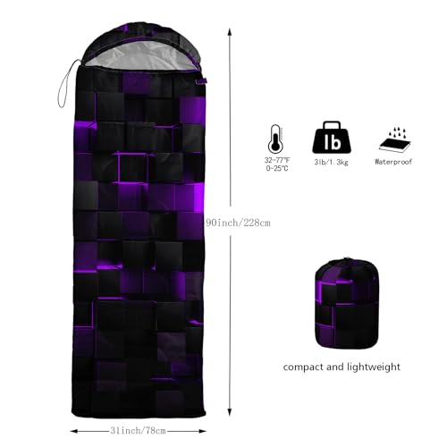 Sleeping Bags for Adults and Kids Backpacking Camping Sleeping Bags for Girls and Boys Lightweight Waterproof Cold/Warm Sleeping Bag for All Season - color: dark purple
