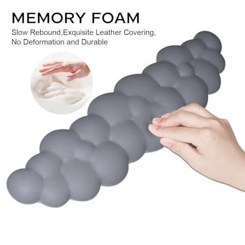 JIKIOU Upgrade Leather Cloud Wrist Rest for Keyboard and Mouse & Cup Pad | Wish Gift-Cute Cloud Shape, Comfortable and don’t Irritate to Skin, Non-Slip PU Base,Soft Memory Foam filled for Pain Relief - color: 09slate Blue
